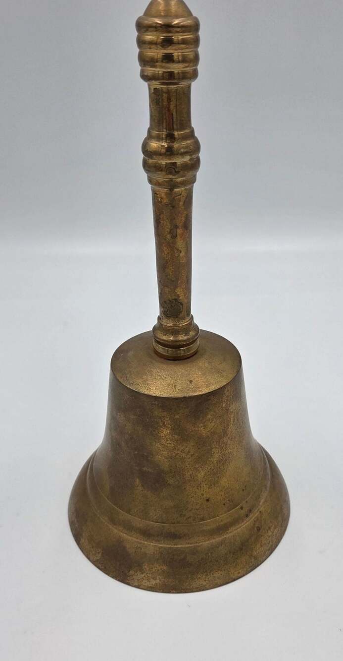 Vintage Brass Hand Bell with Long Handle Made in India 8.5 Inches
